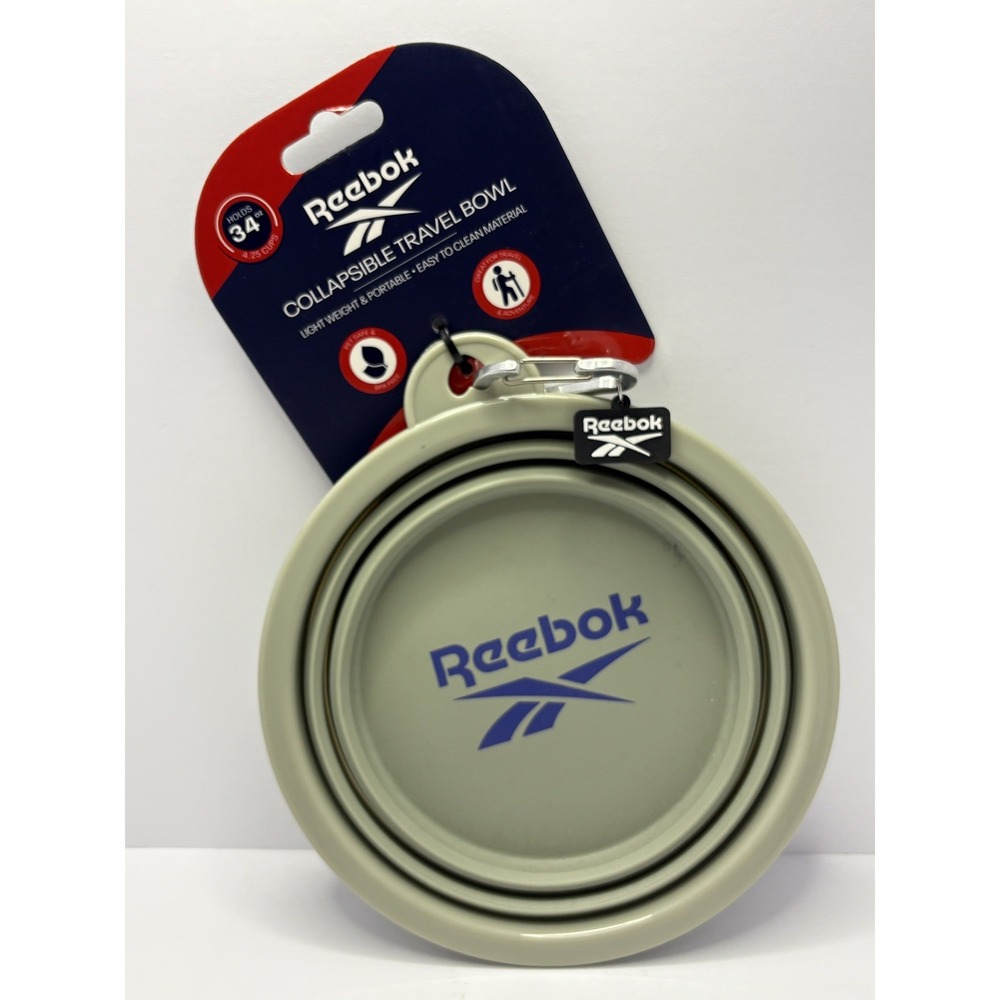 Reebok Collapsible Travel Bowl for Dogs 12-Ounce Portable Silicone Pet Bowl Gray